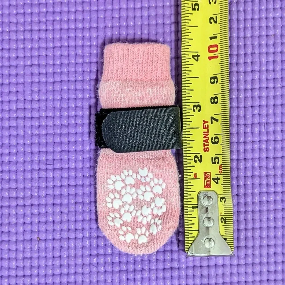 Pink & Gray Anti-slip Dog Socks & Paw Stickers Bundle XS/S